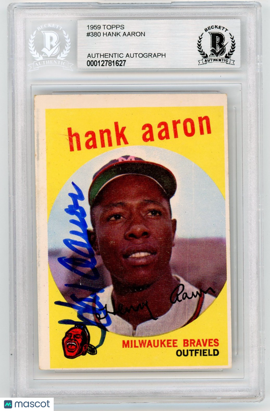1959 Topps Hank Aaron #380 BVG Authentic BAS Auto A