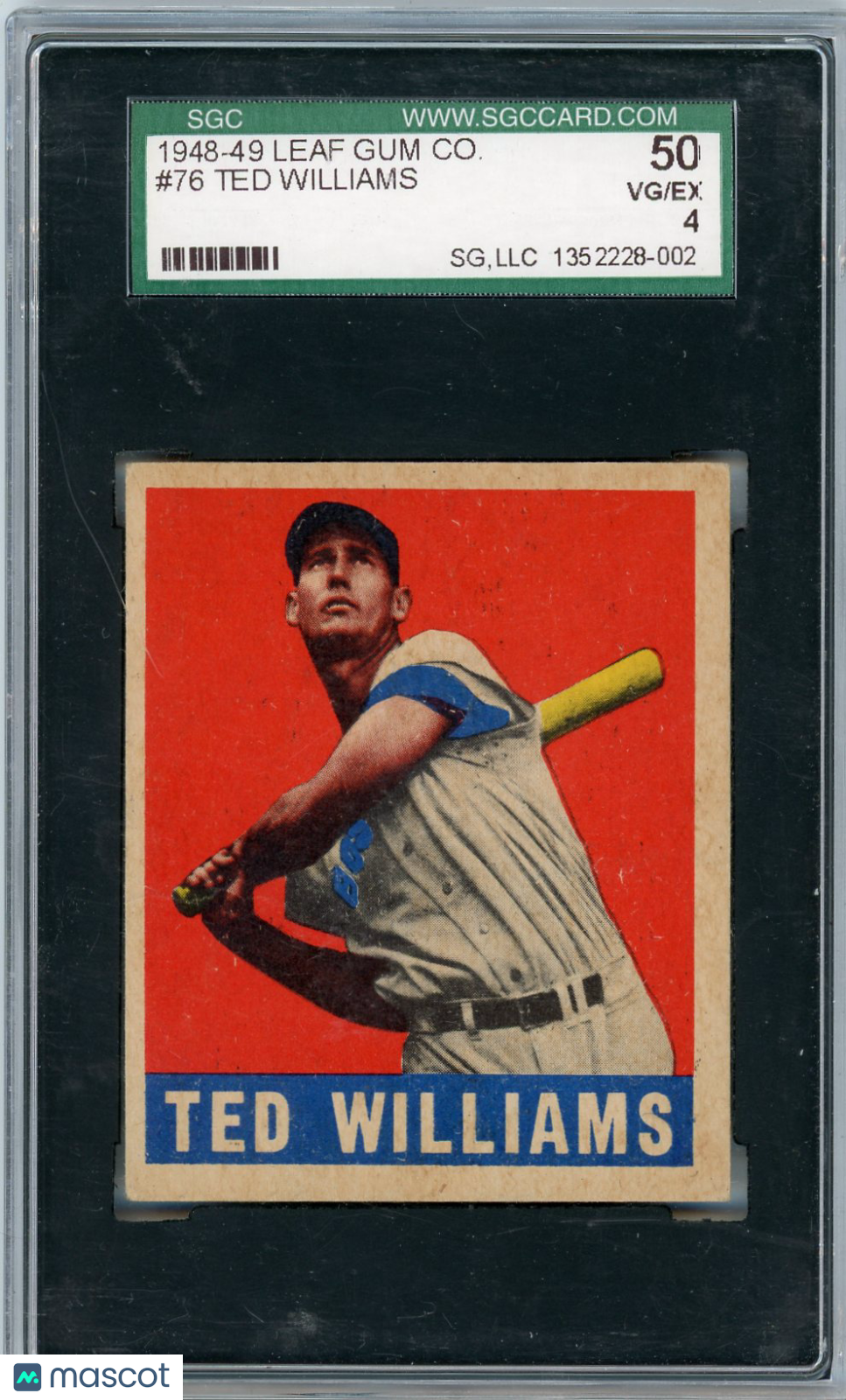 1948 Leaf Gum Co. Ted Williams #76 SGC 4