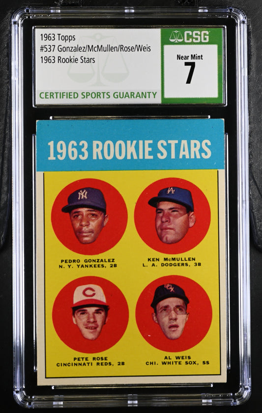 1963 TOPPS '63 ROOKIE STARS PEDRO GONZALEZ/KEN MCMULLEN PETE ROSE/AL WEIS #537 CSG 7