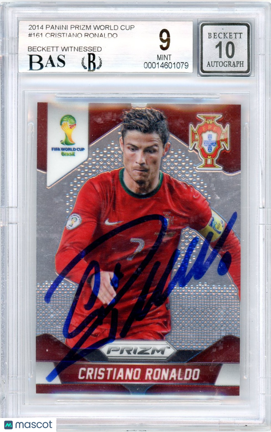2014 Panini Prizm Cristiano Ronaldo #161 BGS 9 Auto 10