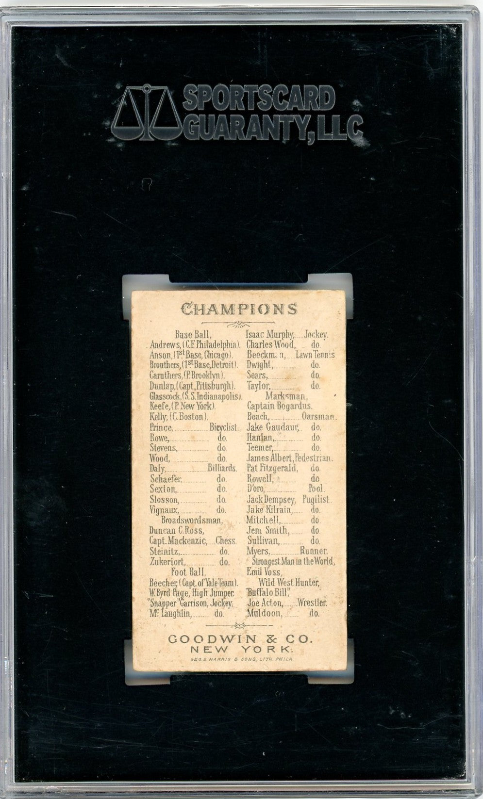 1888 Goodwin Champions (N162) Cap Anson SGC 3