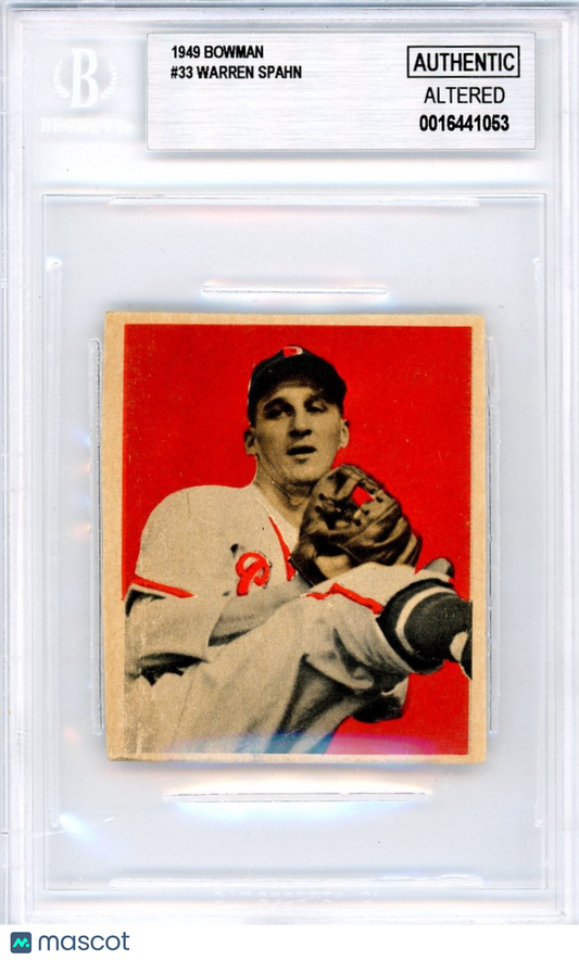 1949 Bowman Warren Spahn #33 BVG Authentic