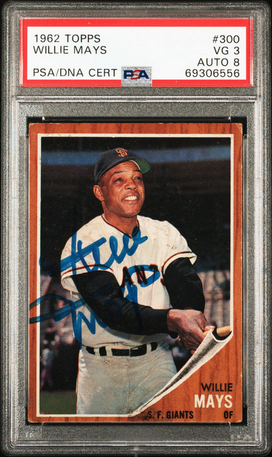 1962 TOPPS WILLIE MAYS #300 PSA 3 AUTO 8