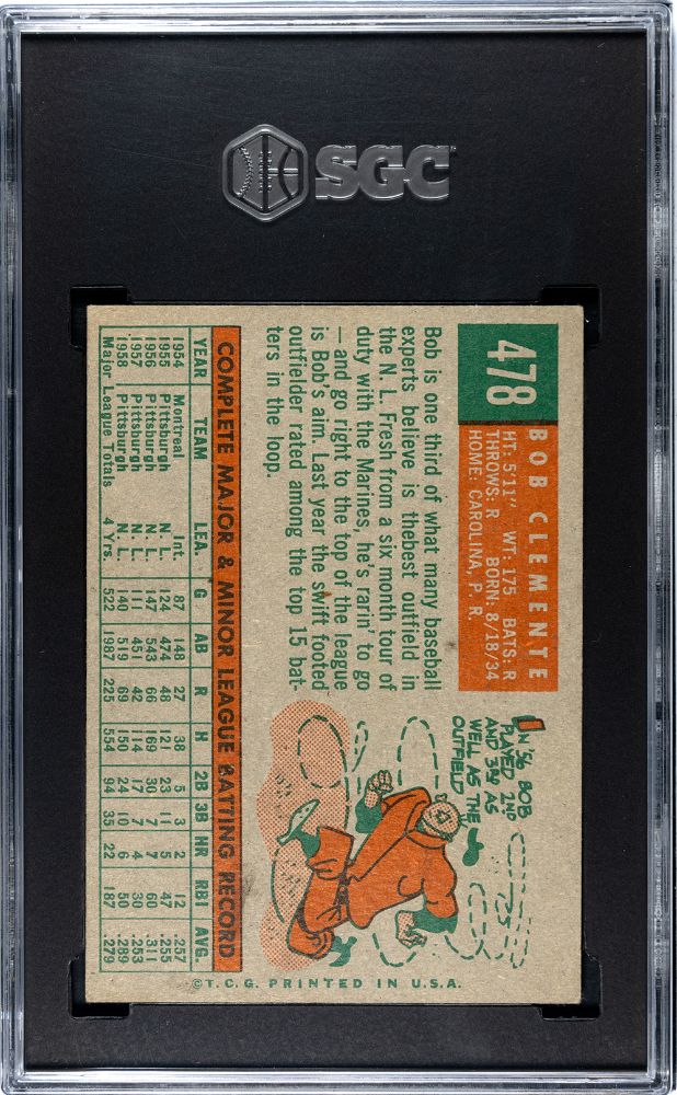 1959 TOPPS BOB CLEMENTE #478 SGC 1