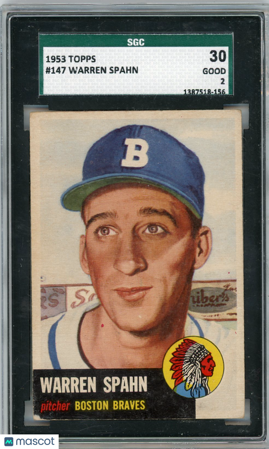 1953 Topps Warren Spahn #147 SGC 2