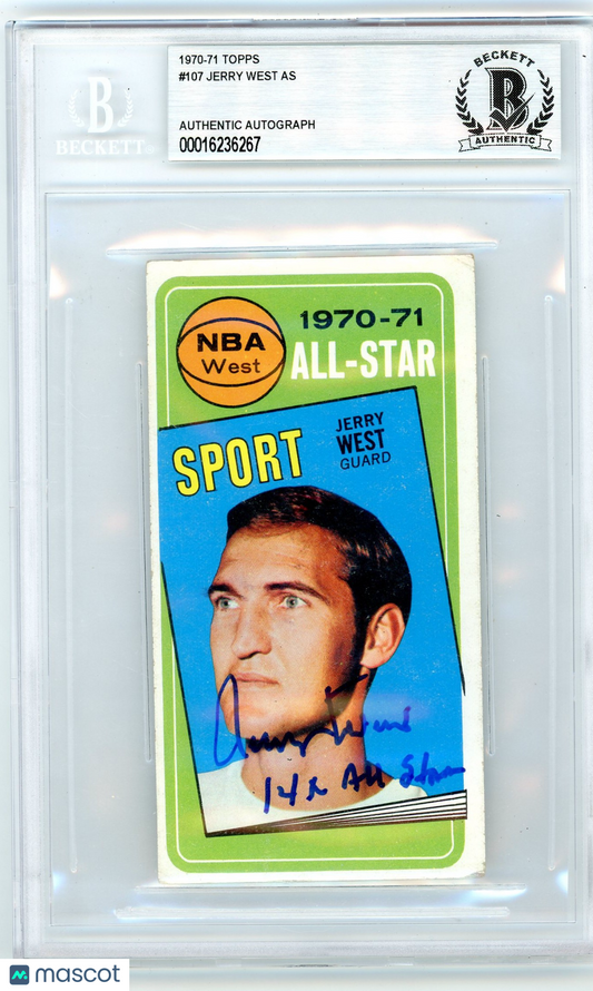 1970 Topps Jerry West AS #107 BVG Authentic BAS Auto Authentic