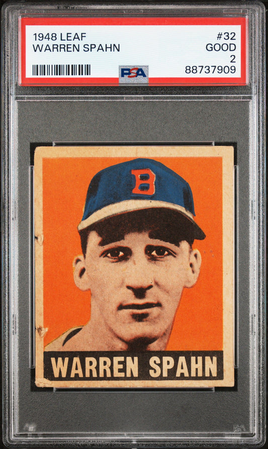 1948 LEAF WARREN SPAHN #32 PSA 2