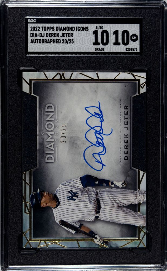 2022 DIAMOND DEREK JETER TOPPS ICONS AUTO. #DIA-DJ SGC 10 AUTO 10