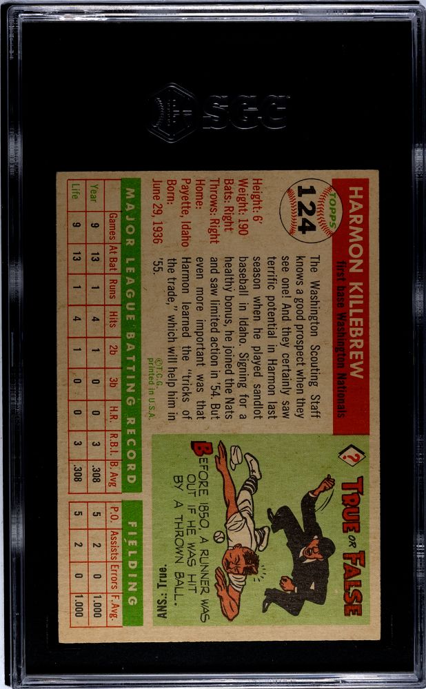 1955 TOPPS HARMON KILLEBREW #124 SGC 6.5