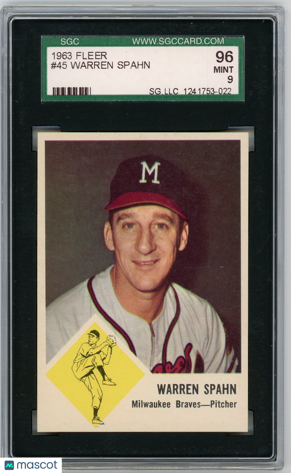 1963 Fleer Warren Spahn #45 SGC 9