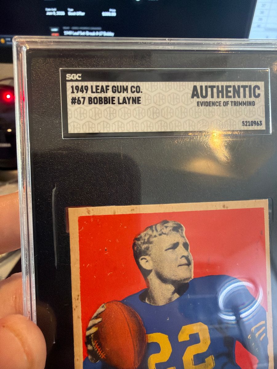 1949 Leaf Gum Co. Bobbie Layne #67 SGC A