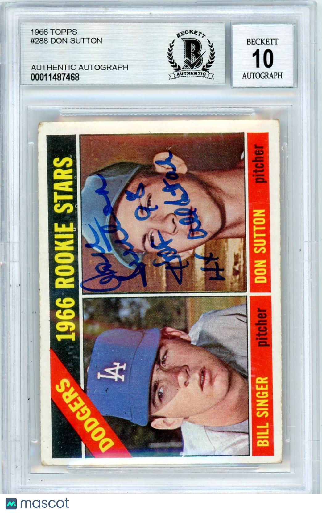 1966 Topps Don Sutton Rookie Stars #288 BVG Authentic /Bill Rookie BAS Auto 10