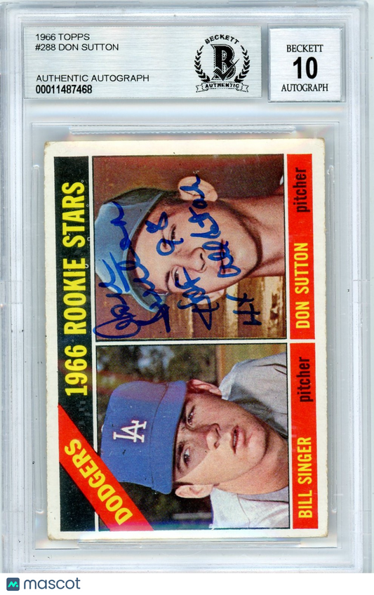 1966 Topps Don Sutton Rookie Stars #288 BVG Authentic /Bill Rookie BAS Auto 10