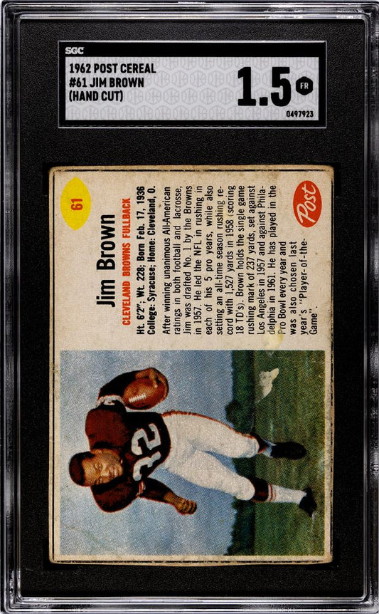 1962 POST JIM BROWN CEREAL #61 SGC 1.5