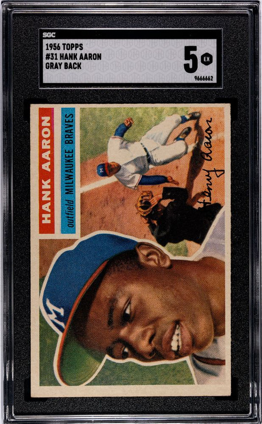 1956 TOPPS HANK AARON GRAY BACK #31 SGC 5