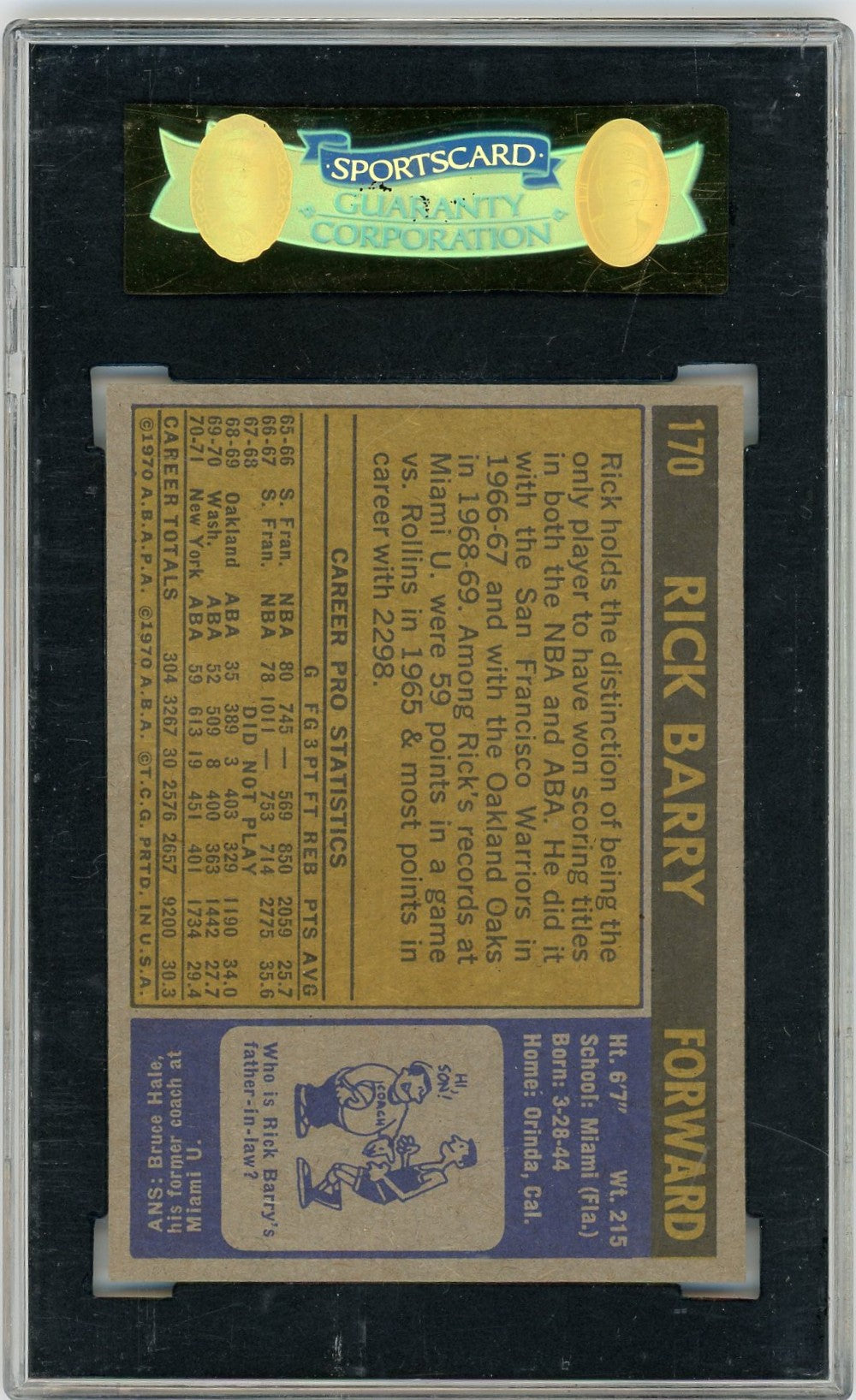 1971 Topps Rick Barry #170 SGC 8
