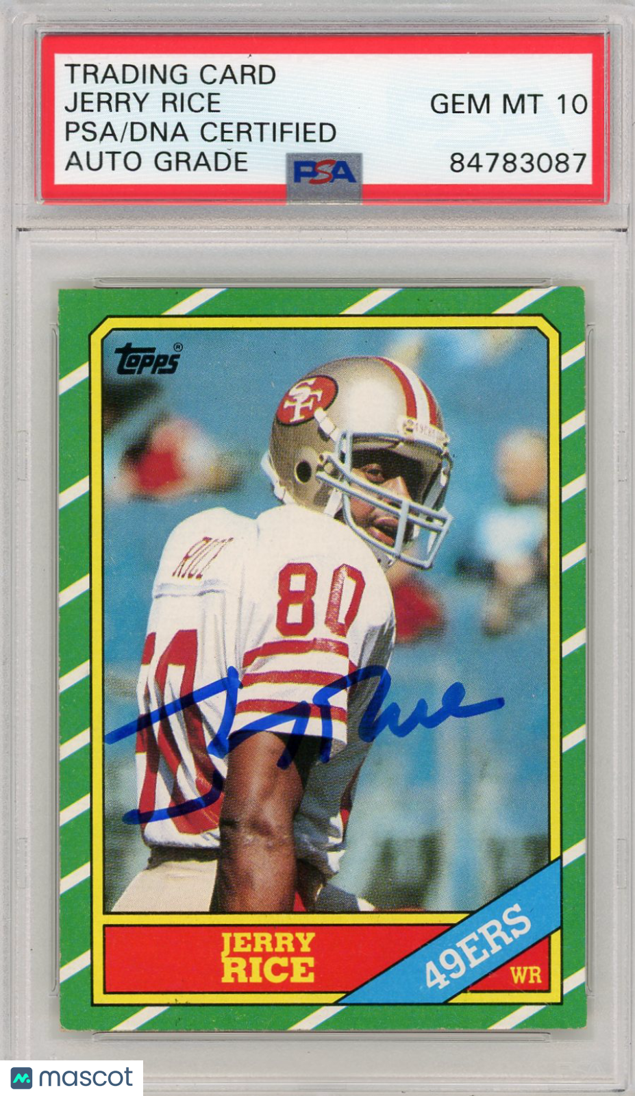 1986 Topps Jerry Rice #161 PSA A Auto 10