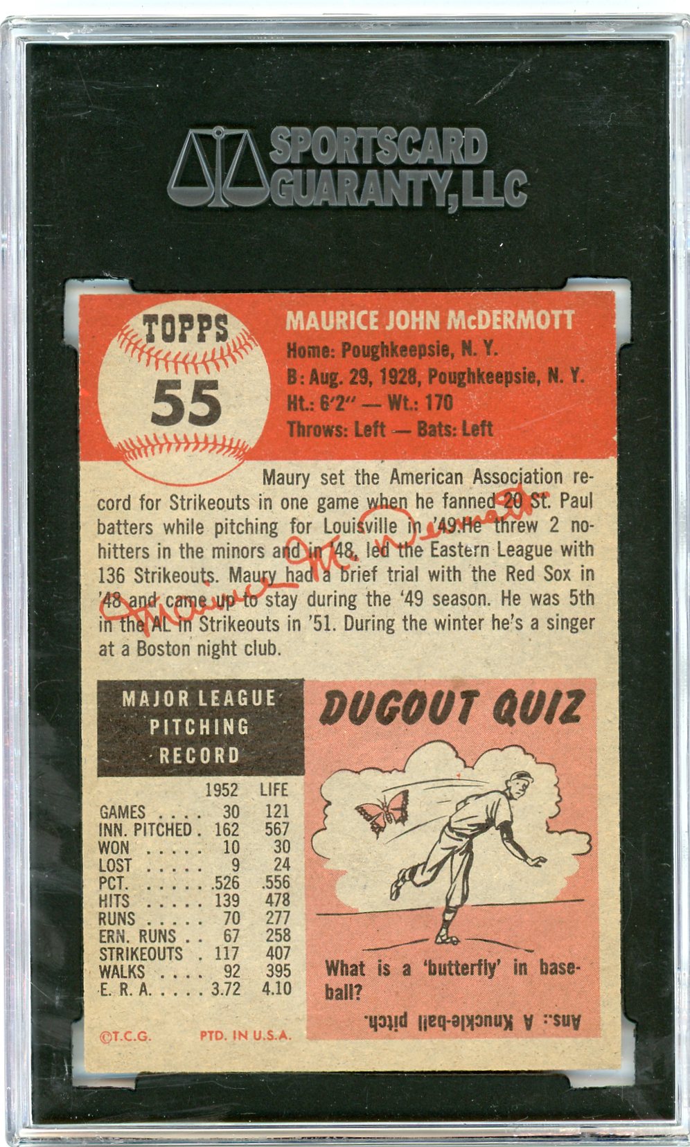 1953 Topps Maurice Mcdermott #55 SGC 7.5