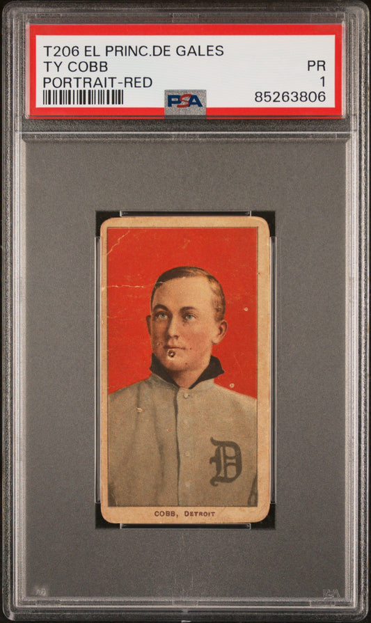 1909-11 TY COBB T206 EL PRINCIPE DE GALES PORTRAIT-RED PSA 1