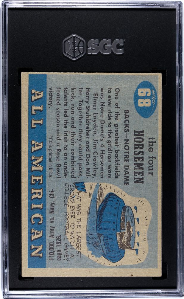 1955 TOPPS THE FOUR HORSEMEN ALL AMERICAN #68 SGC 4