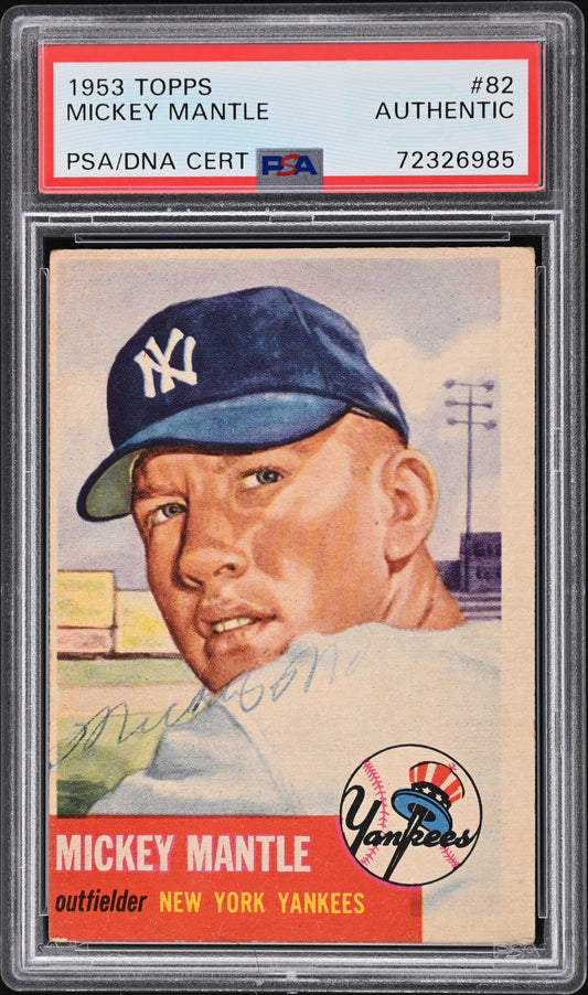 1953 TOPPS MICKEY MANTLE #82 PSA AUTHENTIC AUTO