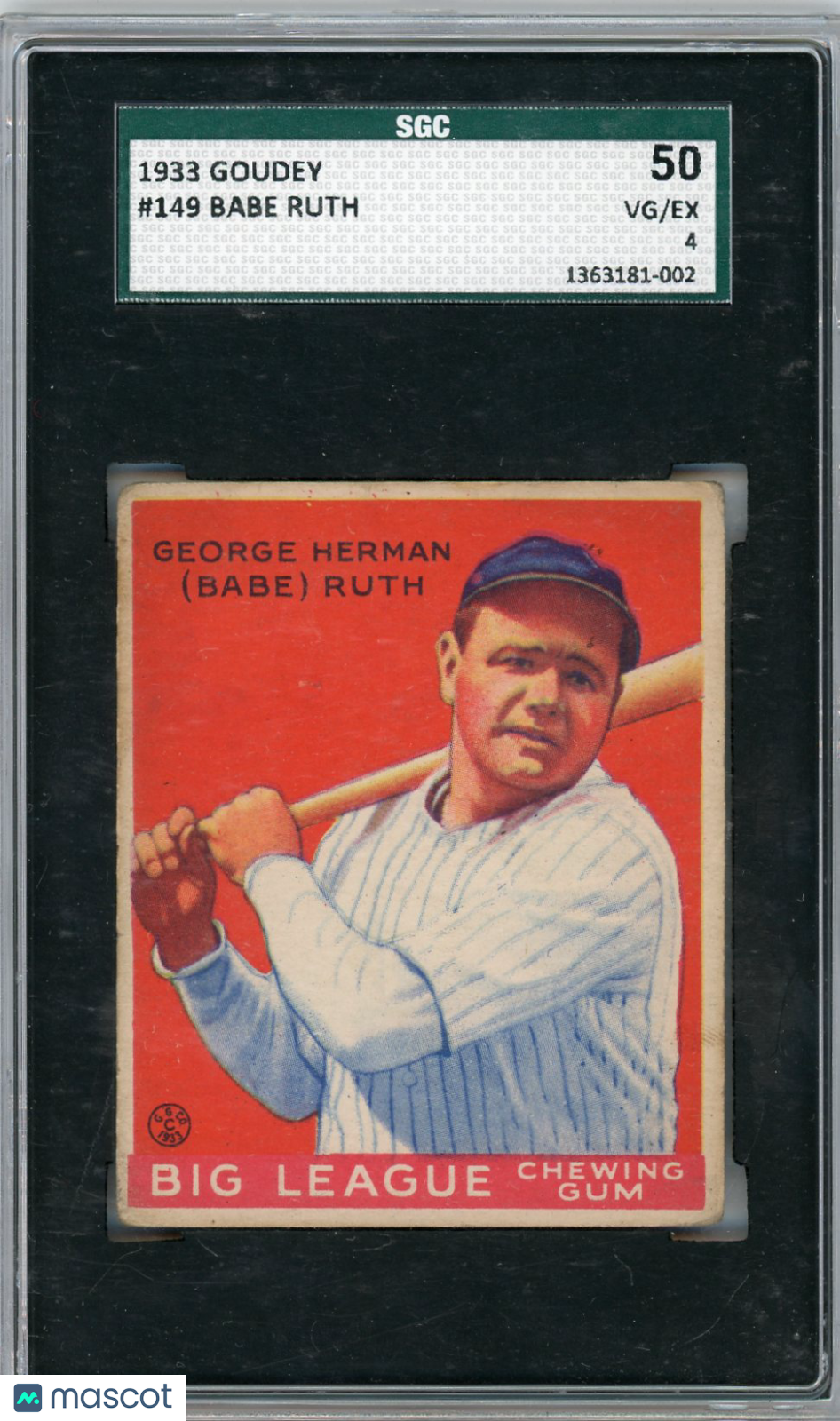 1933 Goudey Babe Ruth #149 SGC 4