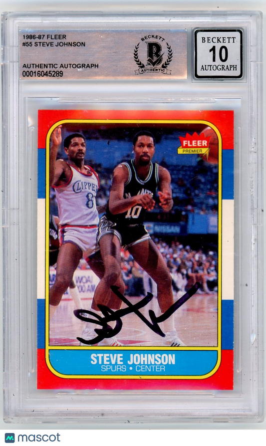 1986 Fleer Steve Johnson UER #55 /(photo Rookie BGS Authentic BAS Auto 10