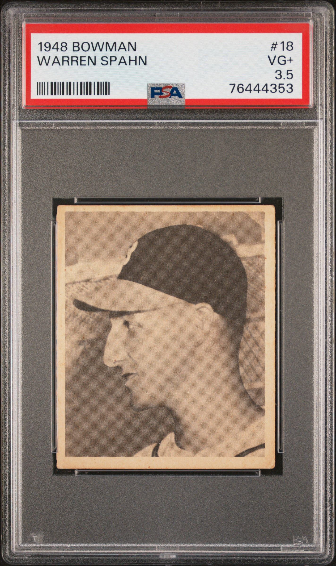 1948 BOWMAN WARREN SPAHN #18 PSA 3.5