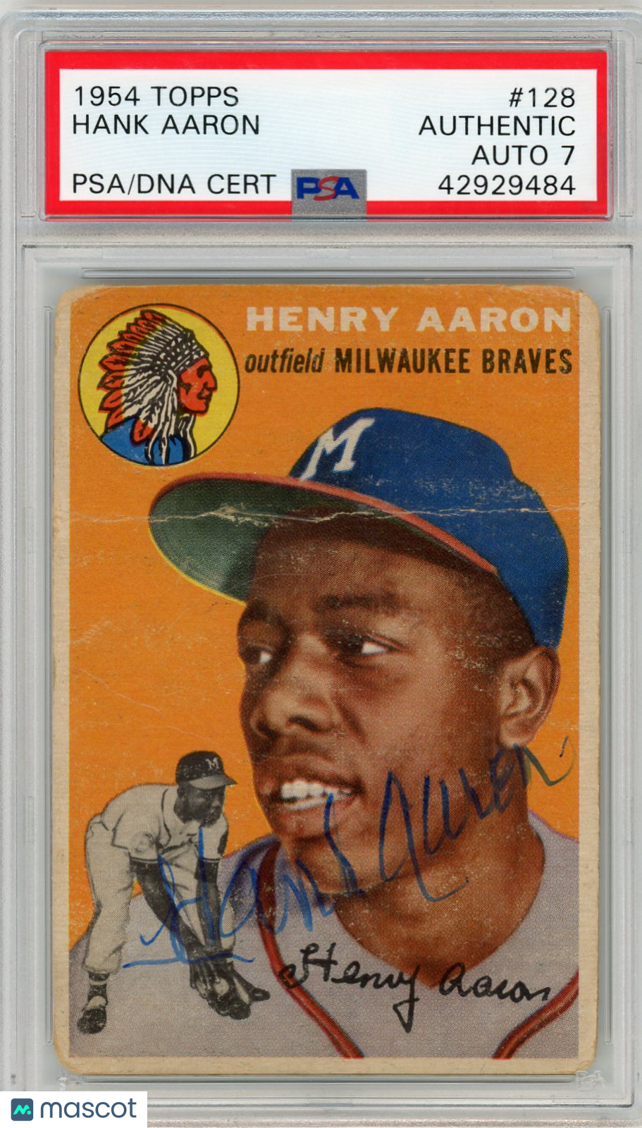 1954 Topps Henry Aaron #128 PSA A Auto 7