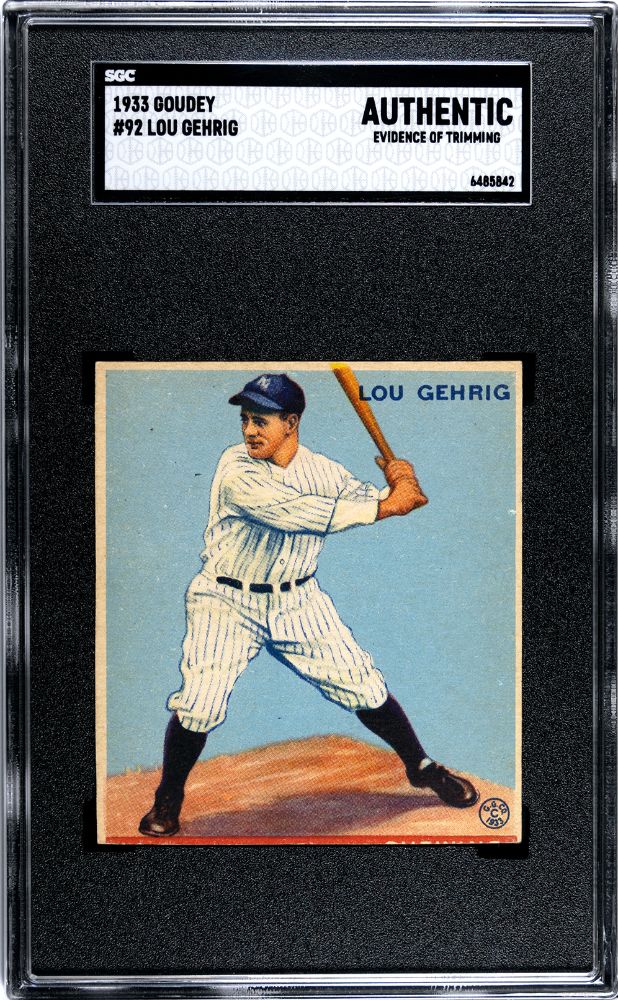 1933 GOUDEY LOU GEHRIG #92 SGC AUTHENTIC