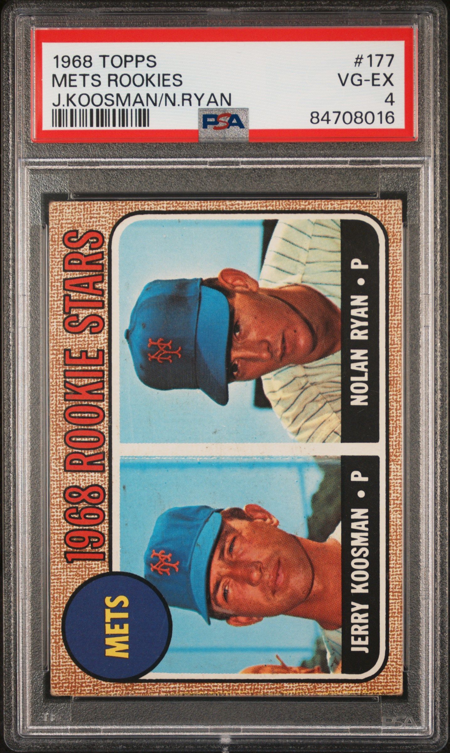 1968 TOPPS METS ROOKIES J.KOOSMAN/N.RYAN #177 PSA 4