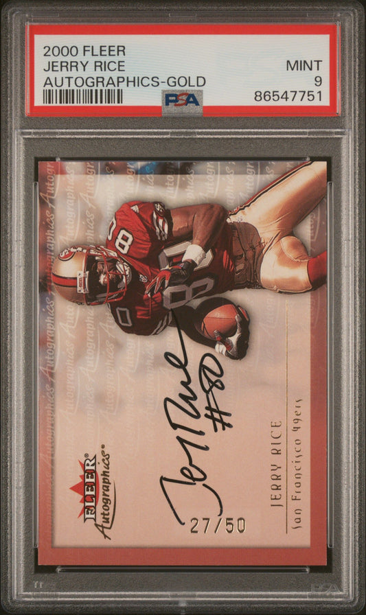 2000 FLEER JERRY RICE AUTOGRAPHICS AUTOGRAPHICS-GOLD PSA 9