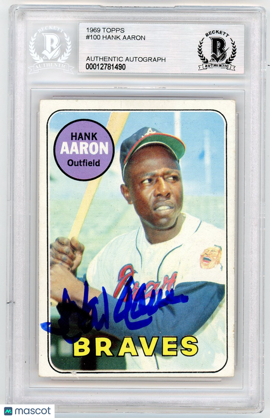 1969 Topps Hank Aaron #100 BVG Authentic BAS Auto A