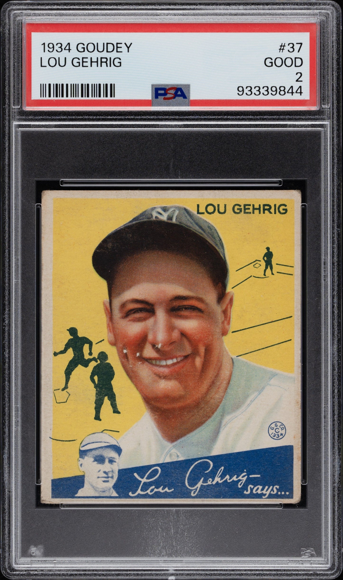 1934 GOUDEY LOU GEHRIG #37 PSA 2