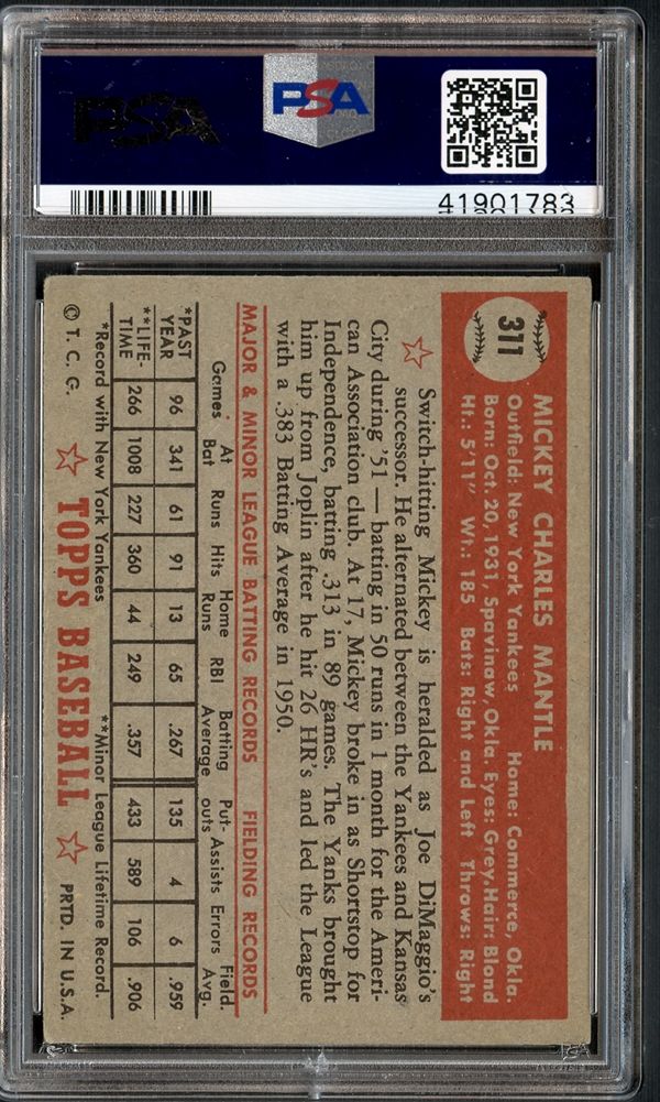 1952 Topps Mickey Mantle #311 PSA 4.5