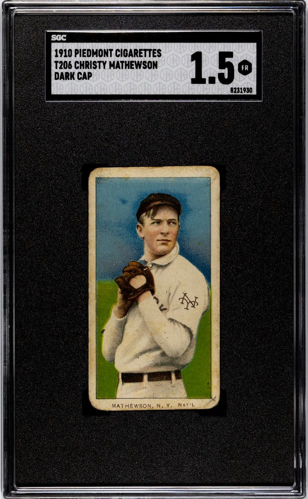 1910 MATHEWSON, CHRISTY PIEDMONT CIGARETTES (T206) DARK CAP SGC 1.5