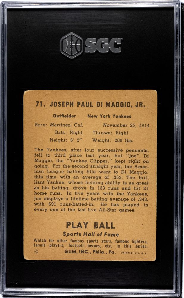 1941 JOE DIMAGGIO PLAYBALL #71 SGC 4