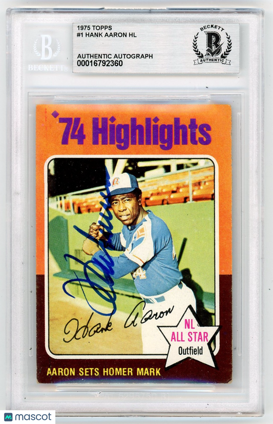 1975 Topps Sets Homer Mark Hank Aaron HL #1 BVG Authentic /Sets BAS Auto A