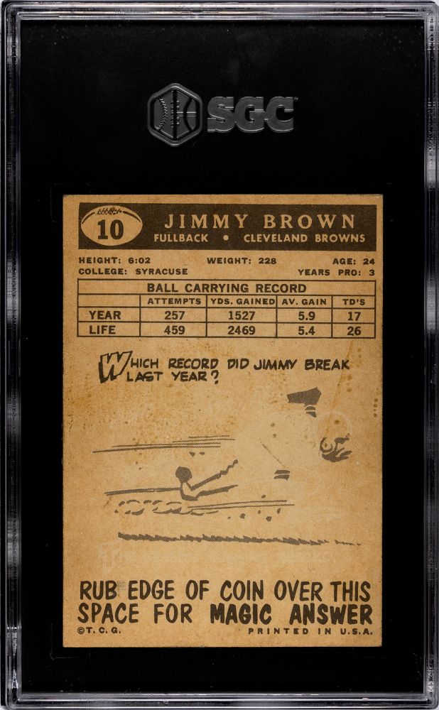 1959 TOPPS JIMMY BROWN #10 SGC 5