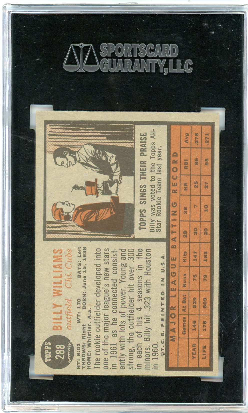 1962 Topps Billy Williams #288 SGC 8