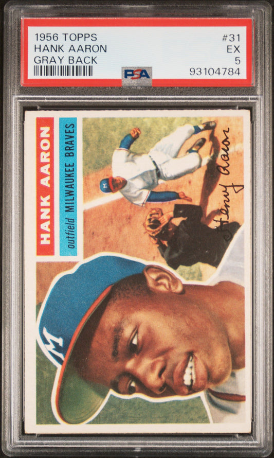 1956 TOPPS HANK AARON GRAY BACK #31 PSA 5