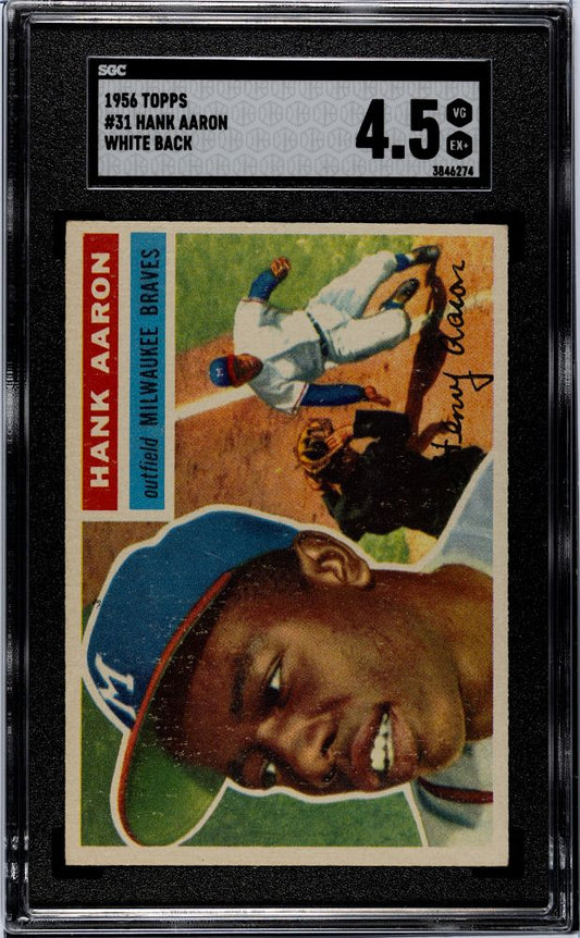 1956 TOPPS HANK AARON WHITE BACK #31 SGC 4.5