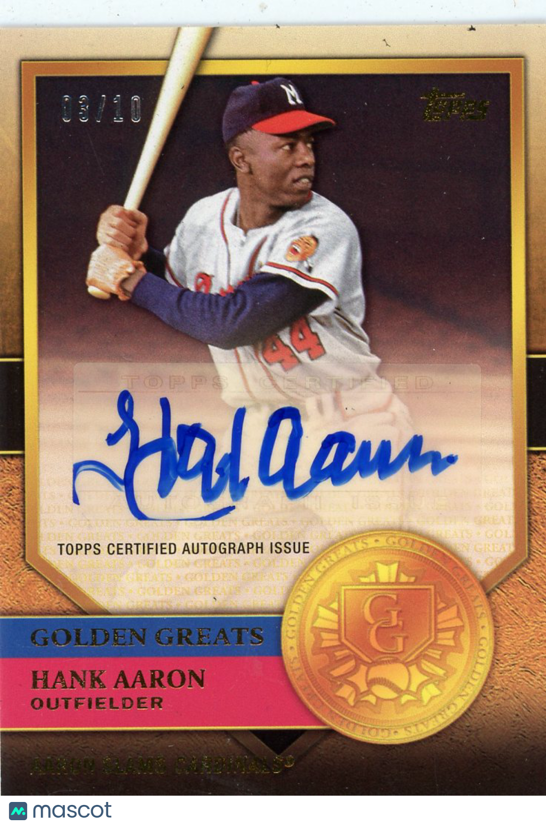 2012 Topps Golden Greats Hank Aaron Aaron Slams Cardinals #GGA-HA1 Auto 3/10