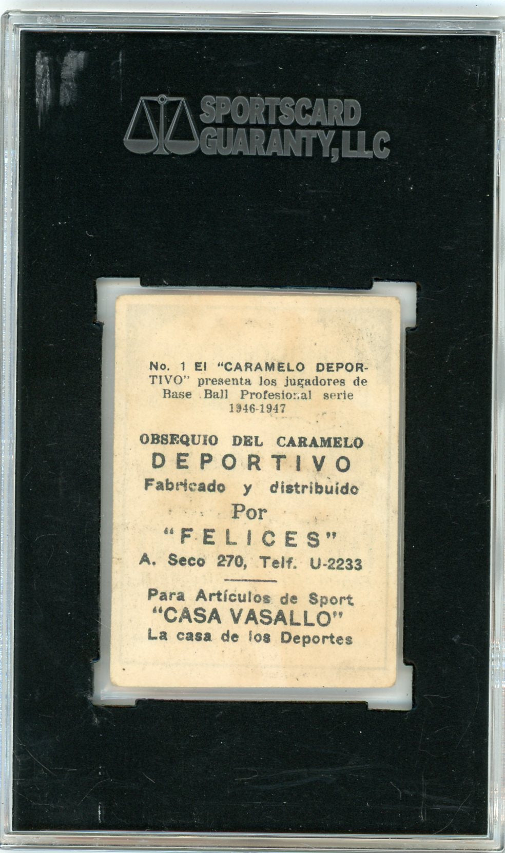 1946 Caramelo Deportivo Introduction Card #1 SGC 1.5