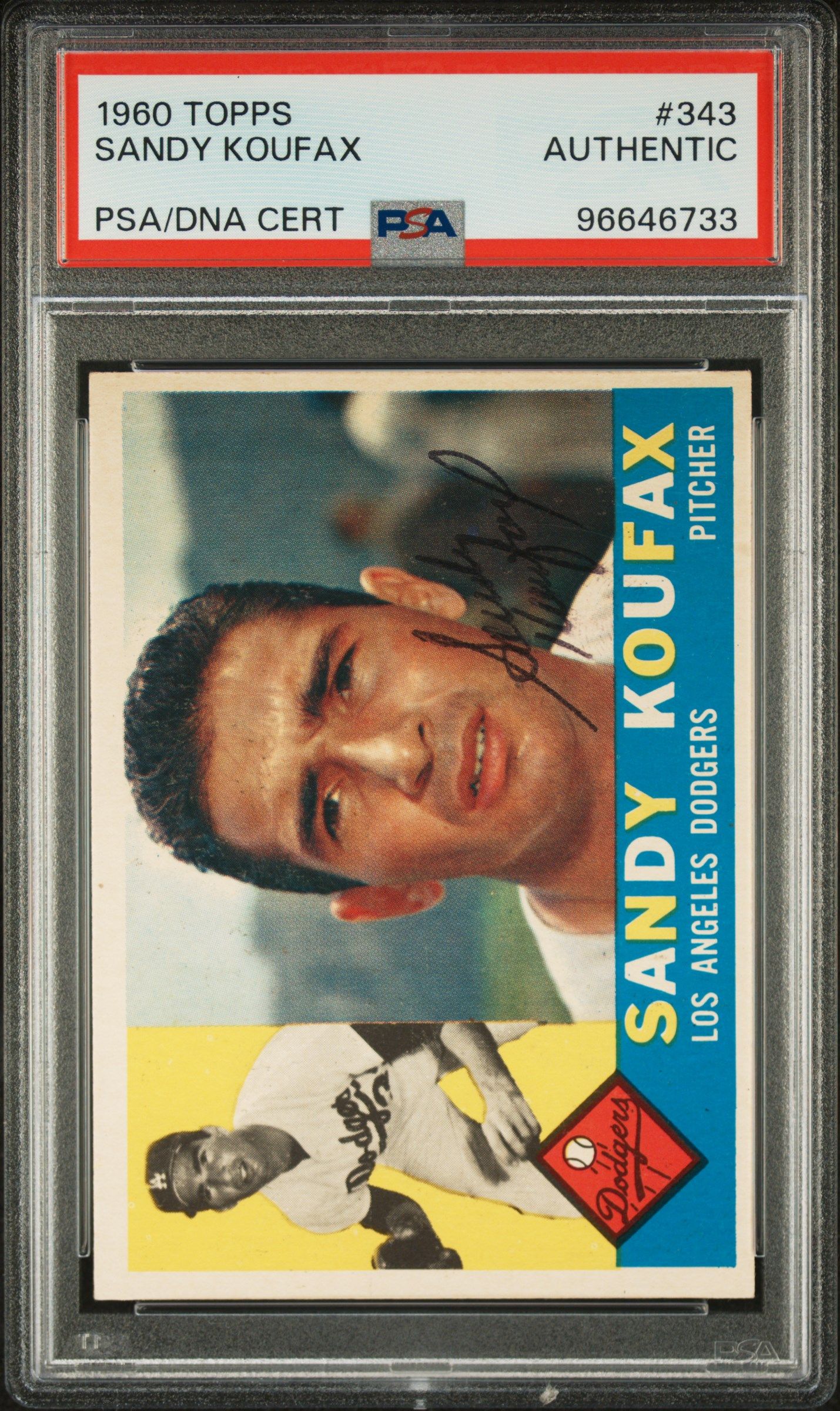 1960 TOPPS SANDY KOUFAX #343 PSA AUTHENTIC AUTO