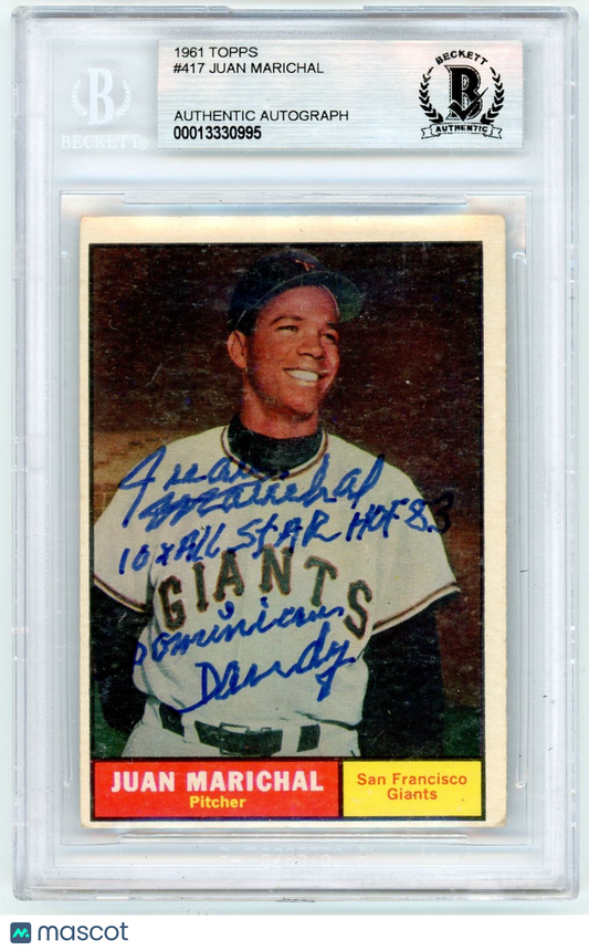 1961 Topps Juan Marichal SP #417 BVG Authentic Rookie BAS Auto Authentic