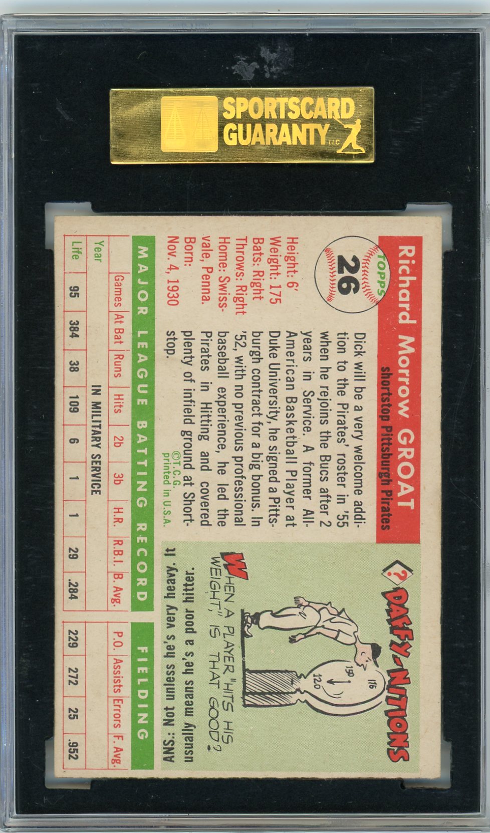 1955 Topps Dick Groat #26 SGC 7