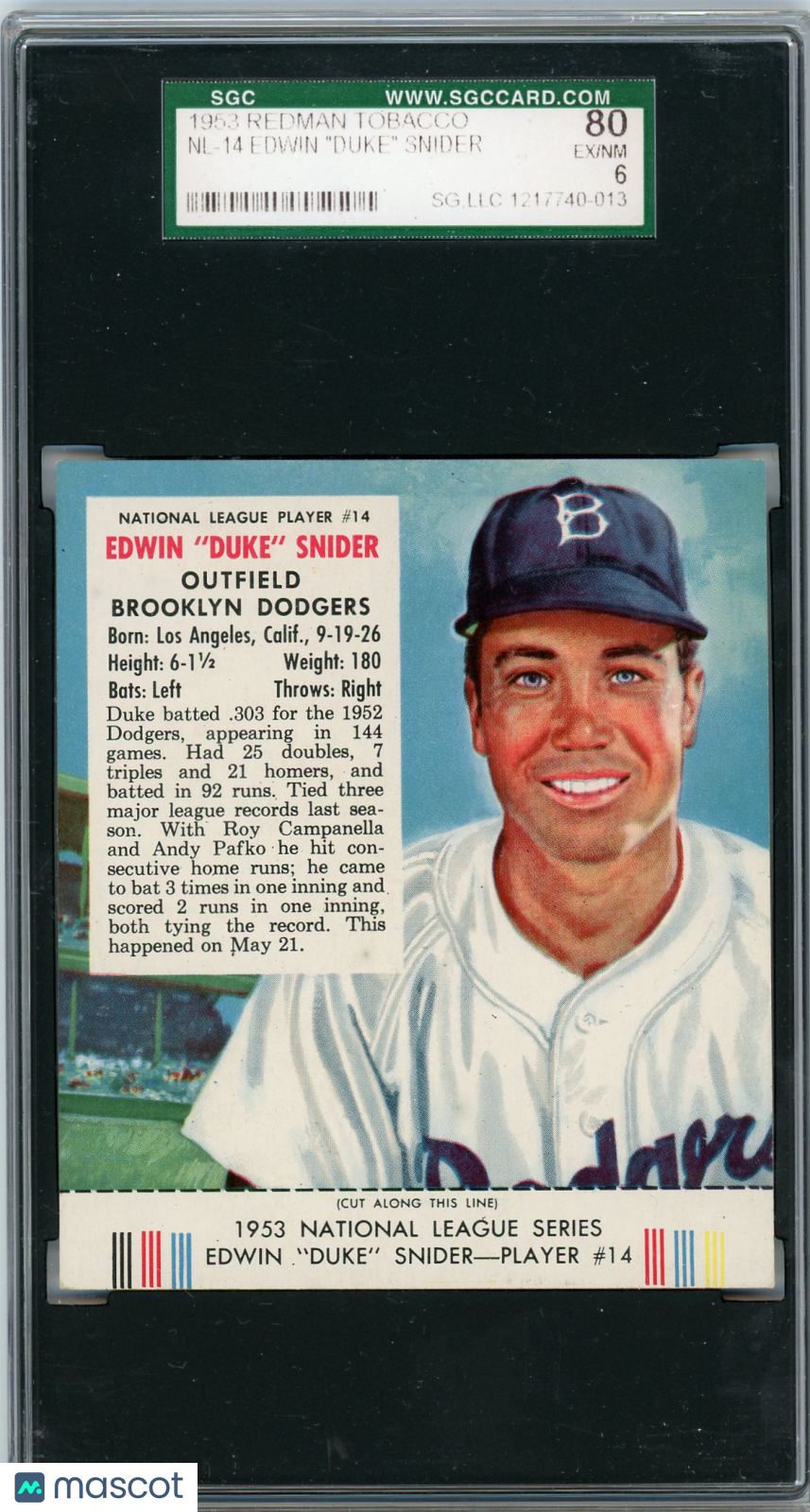 1953 Redman Tobacco Duke Snider #NL-14 SGC 6