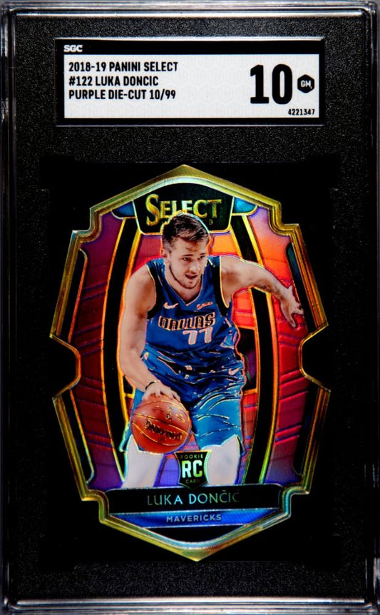 2018-19 PANINI LUKA DONCIC SELECT PURPLE DIE-CUT #122 SGC 10