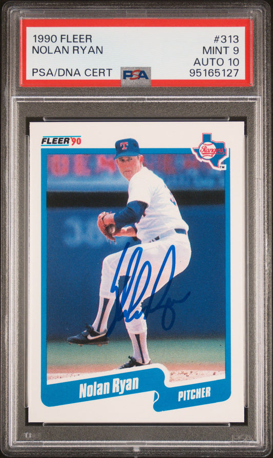 1990 FLEER NOLAN RYAN #313 PSA/DNA 9 AUTO 10